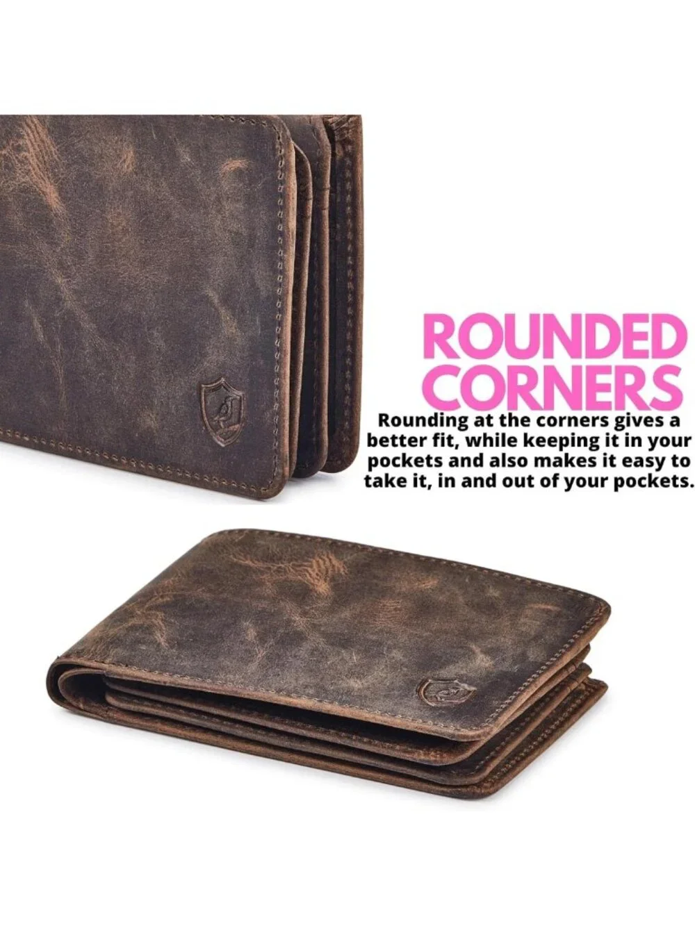 Slim Bifold Leather Wallet for Men, RFID Blocking, High Capacity, 2 ID Windows